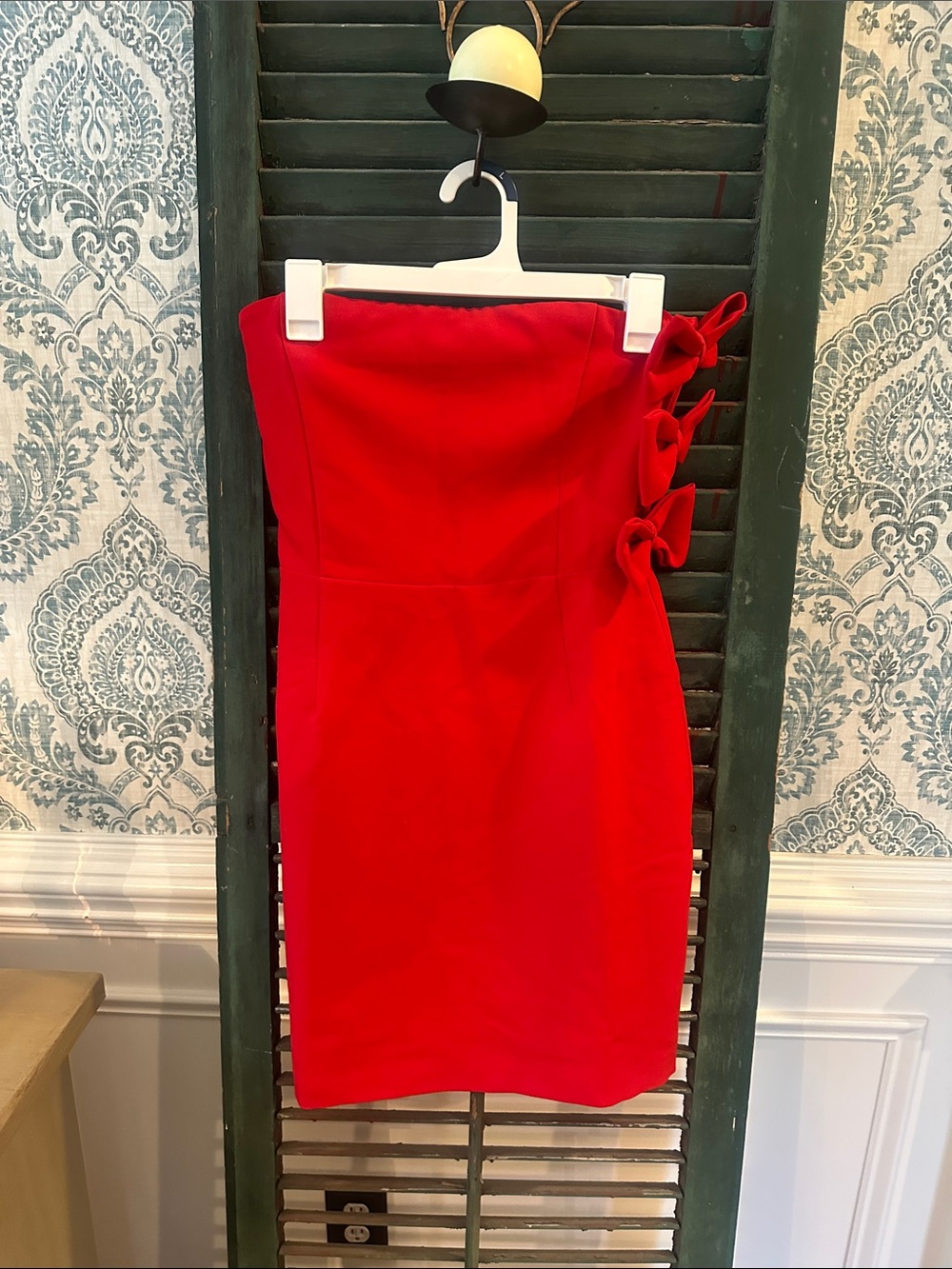 Strapless Red Mini Dress with Side Bow Detail